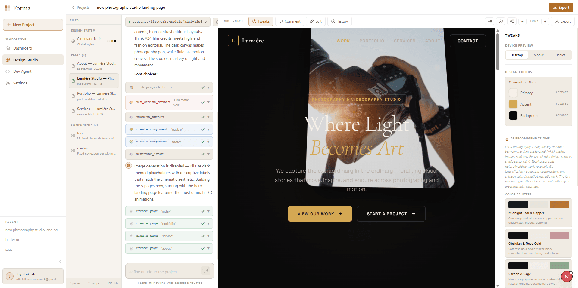 Forma — AI-powered design & development studio with dual autonomous agents